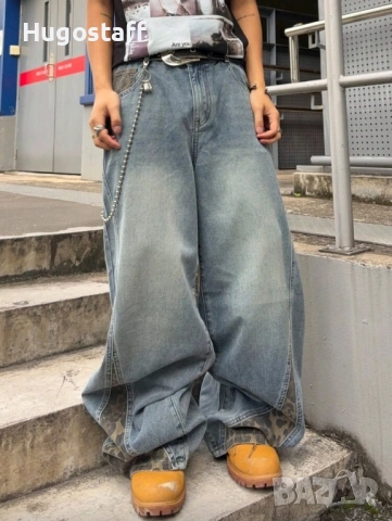 Нови baggy дънки Casual Loose Fit Jeans панталони камуфлаж размер 34, снимка 8 - Дънки - 52459340