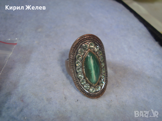 СТАР МЕДЕН СКЪПОЦЕНЕН АРТ ДЕКО КРИСТАЛЕН ПРЪСТЕН 21650, снимка 11 - Антикварни и старинни предмети - 36411294