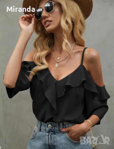 Shein топ с паднало рамо L