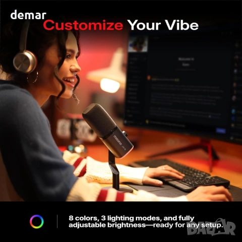 MAONO PD100W Безжичен геймърски микрофон, 2.4GHz безжичен и USB, снимка 6 - Микрофони - 53777412