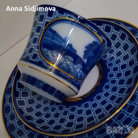 Руски порцелан ИФЗ троен сет за чай , снимка 3 - Чаши - 53753155