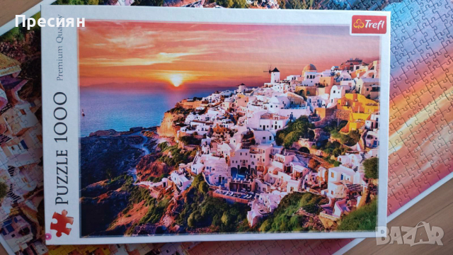 Продавам пъзел Trefl 1000 части, Sunset over Santorini, снимка 2 - Пъзели - 36214353