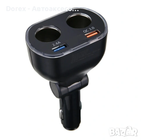 Разклонител за запалка 12V/24V с волтметър, 2 гнезда и QC 3.0 USB, снимка 4 - Аксесоари и консумативи - 53872843