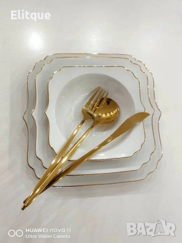 ✨ Комплект прибори за хранене – 24 части, златист цвят с магнитна кутия