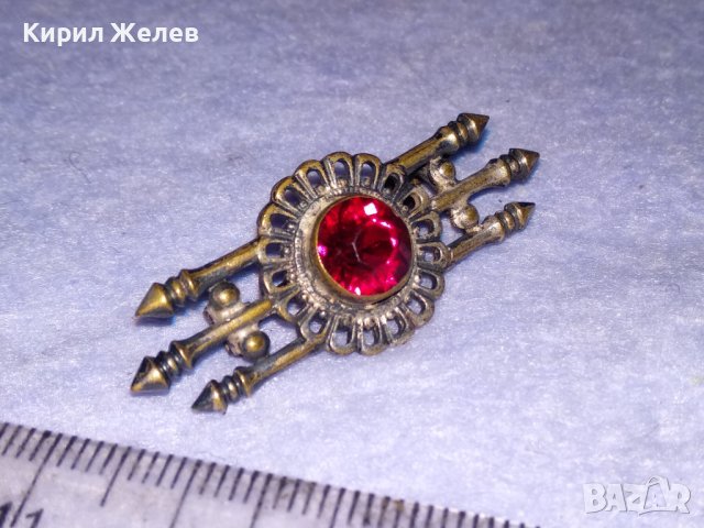СТАРИННА СКЪПОЦЕННА ПОСРЕБРЕНА АЖУРНА РЕТРО БРОШКА с ЮВЕЛИРНО РЪЧНО ФАСЕТИРАН КАМЪК ГРАНАТ 38599, снимка 8 - Антикварни и старинни предмети - 41623042
