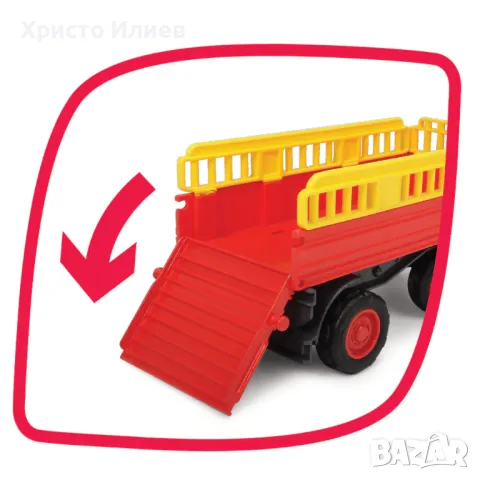 ABC Трактор с ремарке за животни с фигурка Крава Fendti, снимка 5 - Коли, камиони, мотори, писти - 48847475