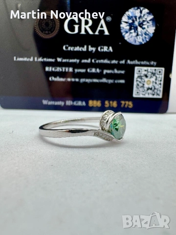 Сребърен пръстен с мойсанит (Диамант) 1 карат, снимка 6 - Пръстени - 53387421