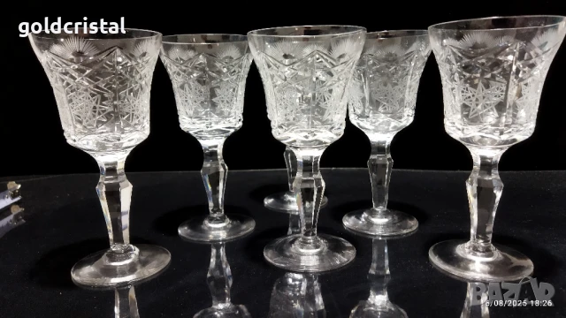 кристални чаши за вино , снимка 3 - Антикварни и старинни предмети - 51411090