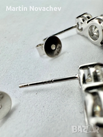 Сребърни обеци с мойсанит (Диамант) 1.5 карата, снимка 9 - Обеци - 53775865