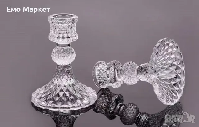 Малък стъклен свещник, снимка 2 - Декорация за дома - 48858841
