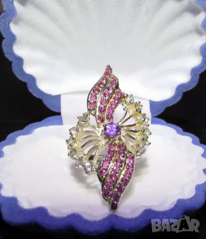 925 сребърен пръстен с аметист 3x3мм, общо тегло 6.1гр.