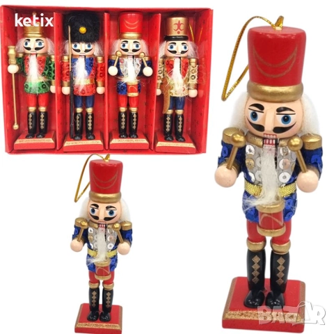 Комплект от 4 дървени фигурки,Лешникотрошач,13cm,различни видове, снимка 3 - Декорация за дома - 52647914