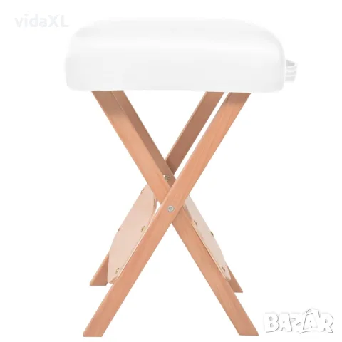 vidaXL Сгъваема масажна кушетка с 3 зони и столче, 10 см пълнеж, бяла, снимка 4 - Кушетки - 56146027