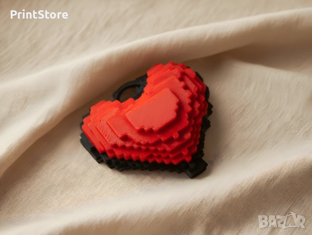 Minecraft брелок – сърце | геймърски аксесоар / подарък, снимка 4 - Други - 53287034