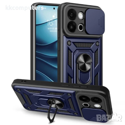 OnePlus 13s 5G / OnePlus 13T 5G Удароустойчив Ring Holder with Slide Camera Lid PC + TPU/ Kickstand , снимка 4 - Калъфи, кейсове - 50712248