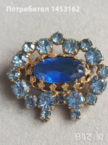 Руска старинна брошка с кристали 