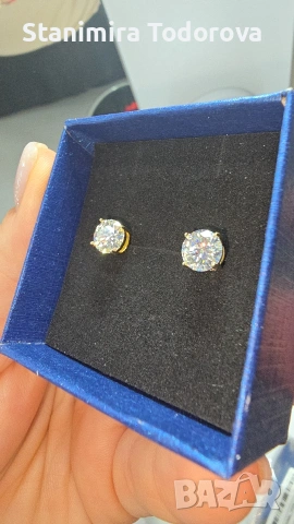 уникални обеци с камък мойсанит и сертифукат, снимка 2 - Обеци - 53811666