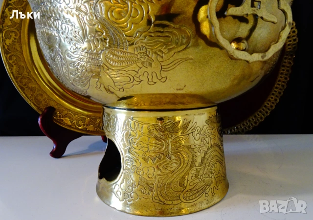 Китайско бронзово барбекю,тенджера на дървени въглища. , снимка 7 - Антикварни и старинни предмети - 53773424