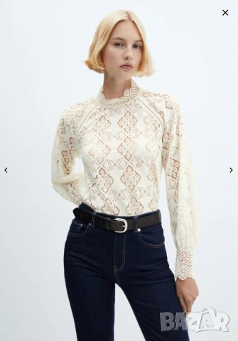 Елегантна дантелена блуза Mango
