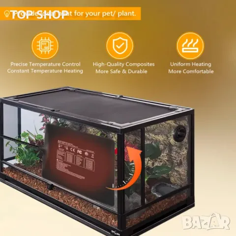 Термични постелки за терариуми с термостат Термична подложка за влечуги Костенурка Змии Гущер Гекон, снимка 4 - Терариуми и оборудване - 49049711