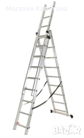 Алуминиева стълба трираменна, комбинирана 3х11 9 метра раб. височина., снимка 2 - Други машини и части - 43642792