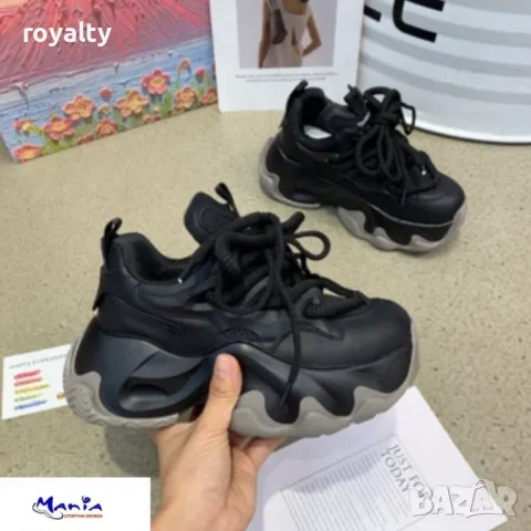 Дамски черни маратонки на платформа