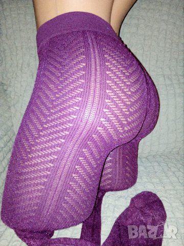 Нов чорапогащник -фигурален в наситен лилав цвят с % ,памук