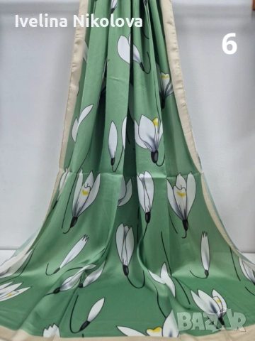 Дамски красив сатенен шал , снимка 6 - Шалове - 51625314
