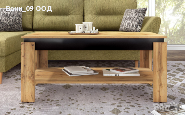 Холна масичка дъб вотан/черен мат, снимка 3 - Маси - 36322875