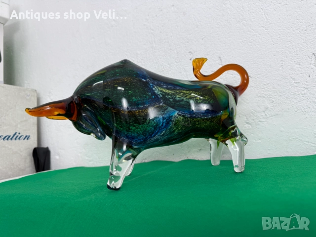 Стъклена скулптура на бик MURANO №7618 , снимка 3 - Антикварни и старинни предмети - 52466883