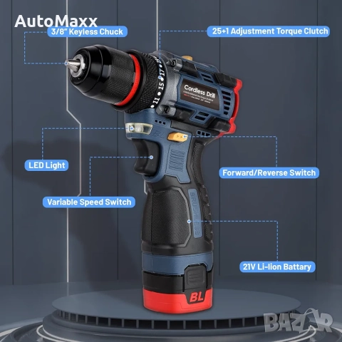 Безчетков винтоверт 16.8V в комплект с две батерии зарядно и куфар, снимка 2 - Винтоверти - 52119838