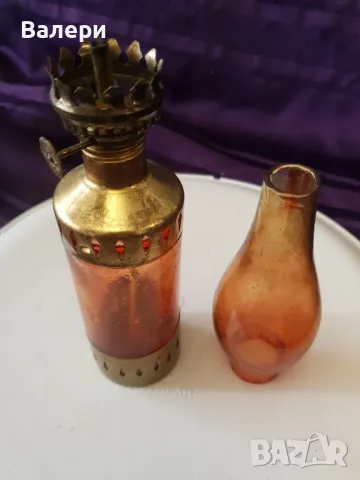 Газова Лампа Червено Стъкло , снимка 2 - Антикварни и старинни предмети - 49975689