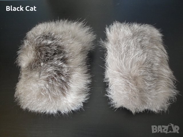 Нови луксозни кожени маншети / гети, естествена кожа с косъм от сребърна лисица, пух, лисича, лисици, снимка 4 - Други - 38708319