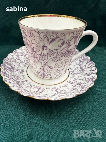 Руски порцелан-Двоен сет „Садик“ от костен порцелан на ЛФЗ „Ломоносов”, СССР, снимка 2 - Сервизи - 53487968