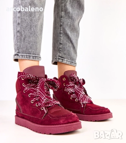 Дамски високи маратонки с дебели връзки от Klevis, снимка 13 - Маратонки - 52425560