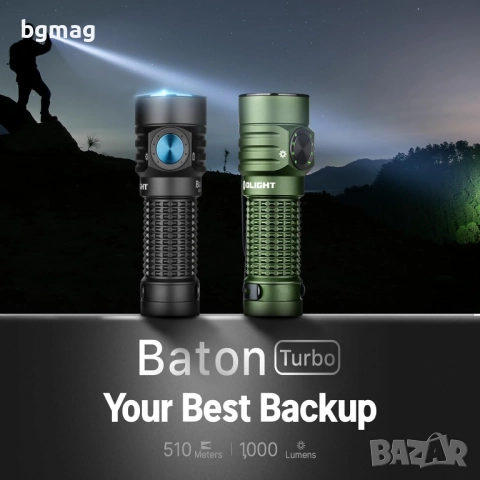 Olight Baton Turbo мини LED фенер,1000 лумена,до 510 метра,черен цвят, снимка 4 - Къмпинг осветление - 52124966