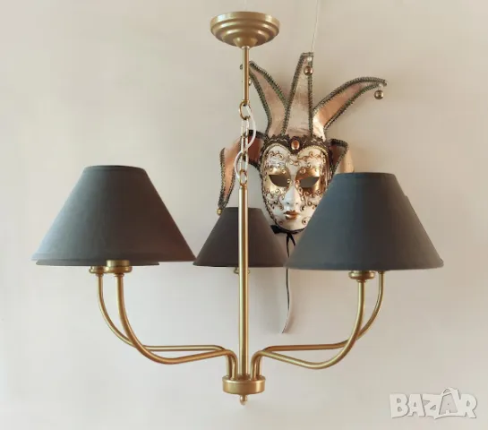 Класически полилей/винтидж, шаби шик, рустик, прованс тип свещ с 5 рамена, с/без /текстилни абажури , снимка 3 - Полилеи - 47675655