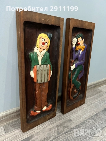 Картина, дърворезба на клоун, 2 бр., снимка 4 - Картини - 52106021