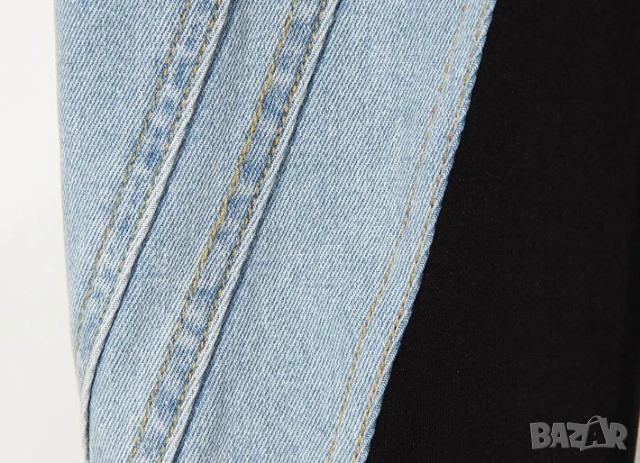 Модни Дамски Джинси Оригинални Корейски Дънки Висока Талия Пачуърк Вталени Разтегаем Модел на MUGLER, снимка 7 - Дънки - 46660616