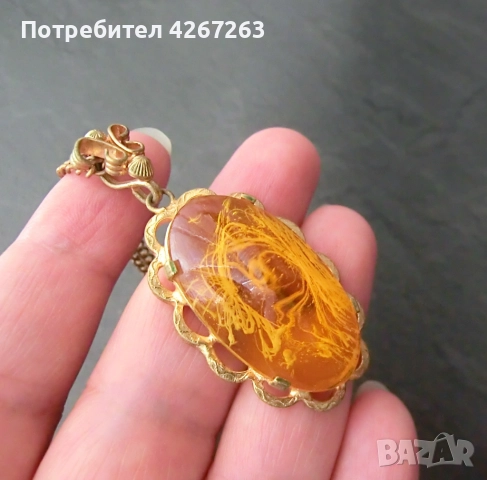 Разкошно ретро колие имитация на кехлибар, снимка 3 - Колиета, медальони, синджири - 52666691