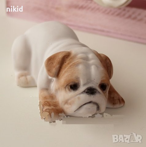 3D голямо куче Булдог легнал силиконов молд форма калъп фондан гипс шоколад декор 