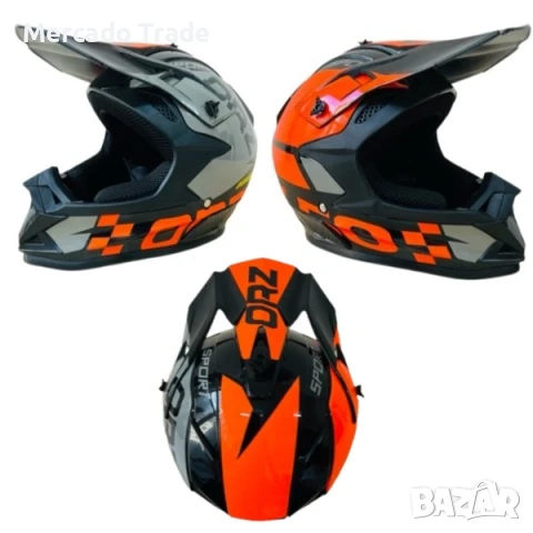 Кросова каска, За мотор, Атв и велосипед, S и M размер, Сив с оранжев