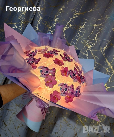 ПРОМОЦИЯ‼️💖 Светещи букети "Лило" и "Стич", снимка 2 - Подаръци за рожден ден - 53244095