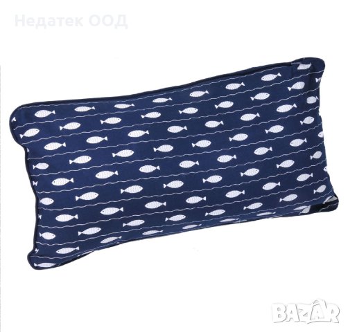 Декоративна възглавница Blue Anchors Fish, 50x30см, Тъмносиня