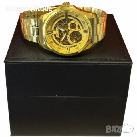 Златист мъжки часовник LEIYI с модерен дизайн циферблат