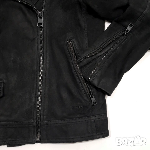 Calvin Klein Оригинално Дамско Кожено Яке Велур Естествена Кожа XS-S, снимка 3 - Якета - 53035519