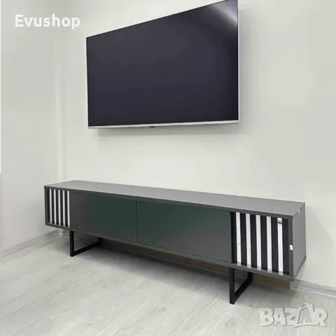 Blackline ТВ Шкаф с Метални Крака - Антрацит, снимка 7 - Шкафове - 50424349