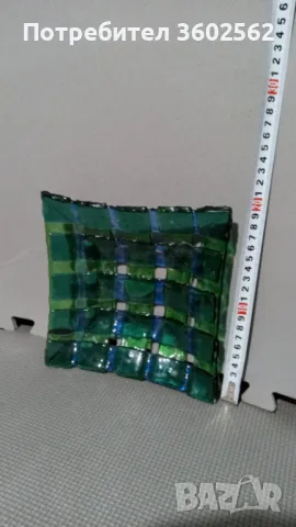 Немска ръчно изработена стъклена фруктиера-худижествено стъкло, снимка 2 - Чинии - 47740679