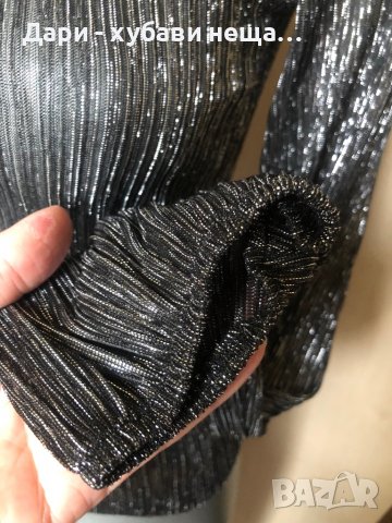 Блуза с прозрачност, в черно и сребристо🍀❤️S,M, M/L❤️🍀арт.145, снимка 4 - Блузи с дълъг ръкав и пуловери - 38816401