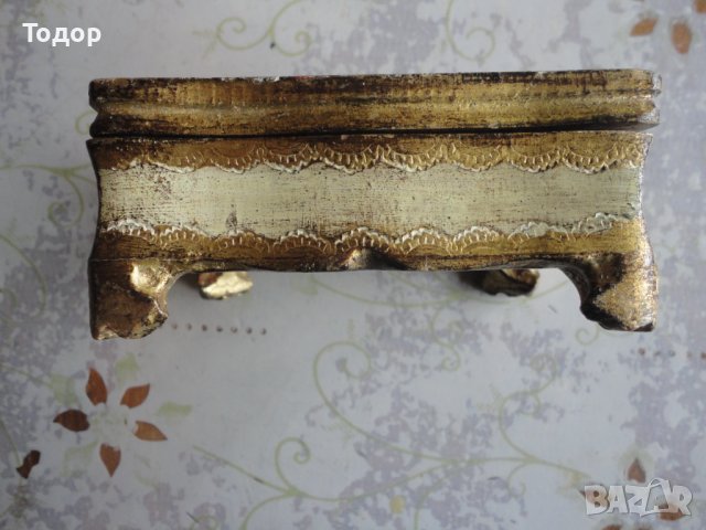 Позлатена рисувана италианска дървена кутия за бижута , снимка 10 - Колекции - 41187797